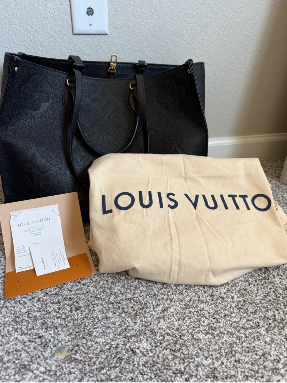 Louis Vuitton On The Go GM-Black Embossed Monogram Women's Tote Bag